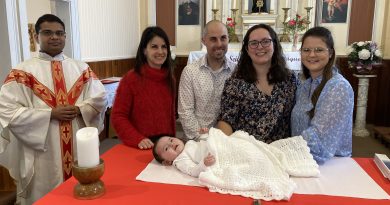 Baptême de Béatrice Grenier, enfant de Ann-Liz et Karl Grenier à 13h le 24 mars 2024 à l’église de la paroisse St-Stanislas de Kostka