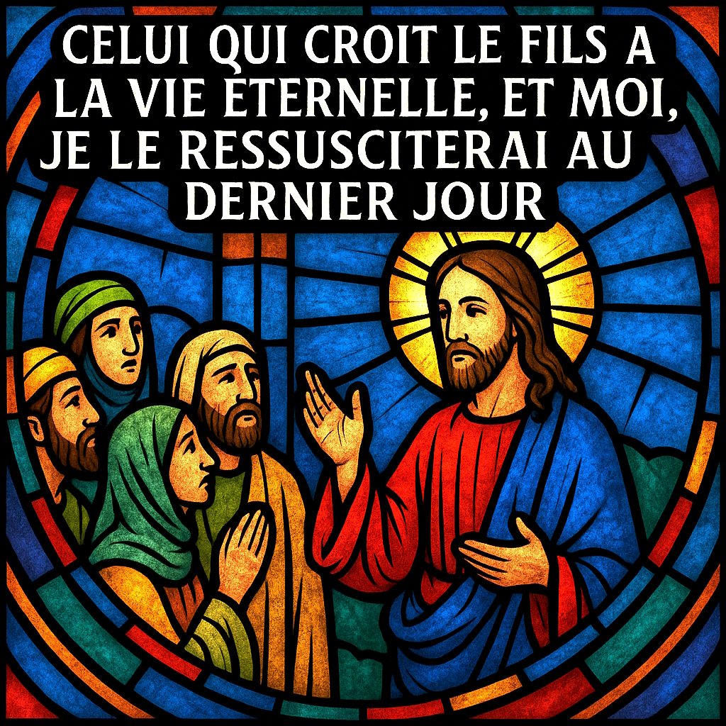 Celui qui croit le fils a la vie éternelle, et Moi, Je le ressusciterai au dernier jour.